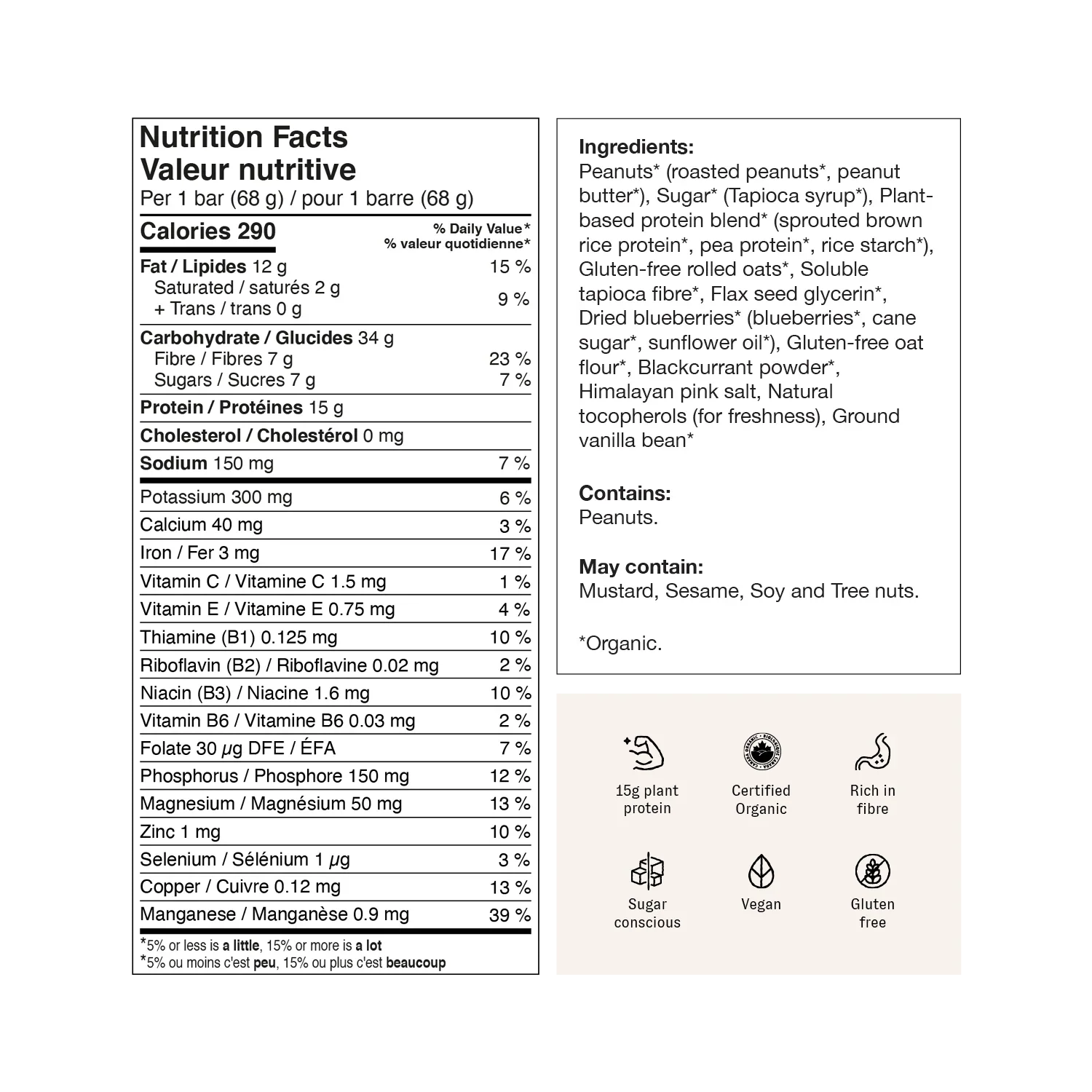 Barre de nutrition bio - boîte