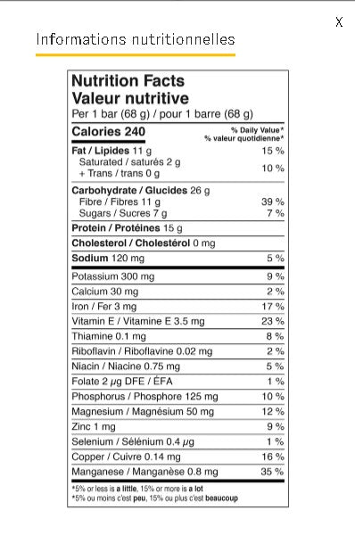 Barre de nutrition bio - à l'unité